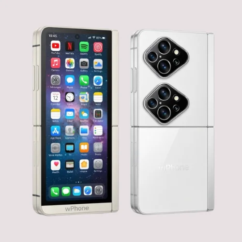 wPhone Pro Max Dual-Screen Foldable White Smartphone